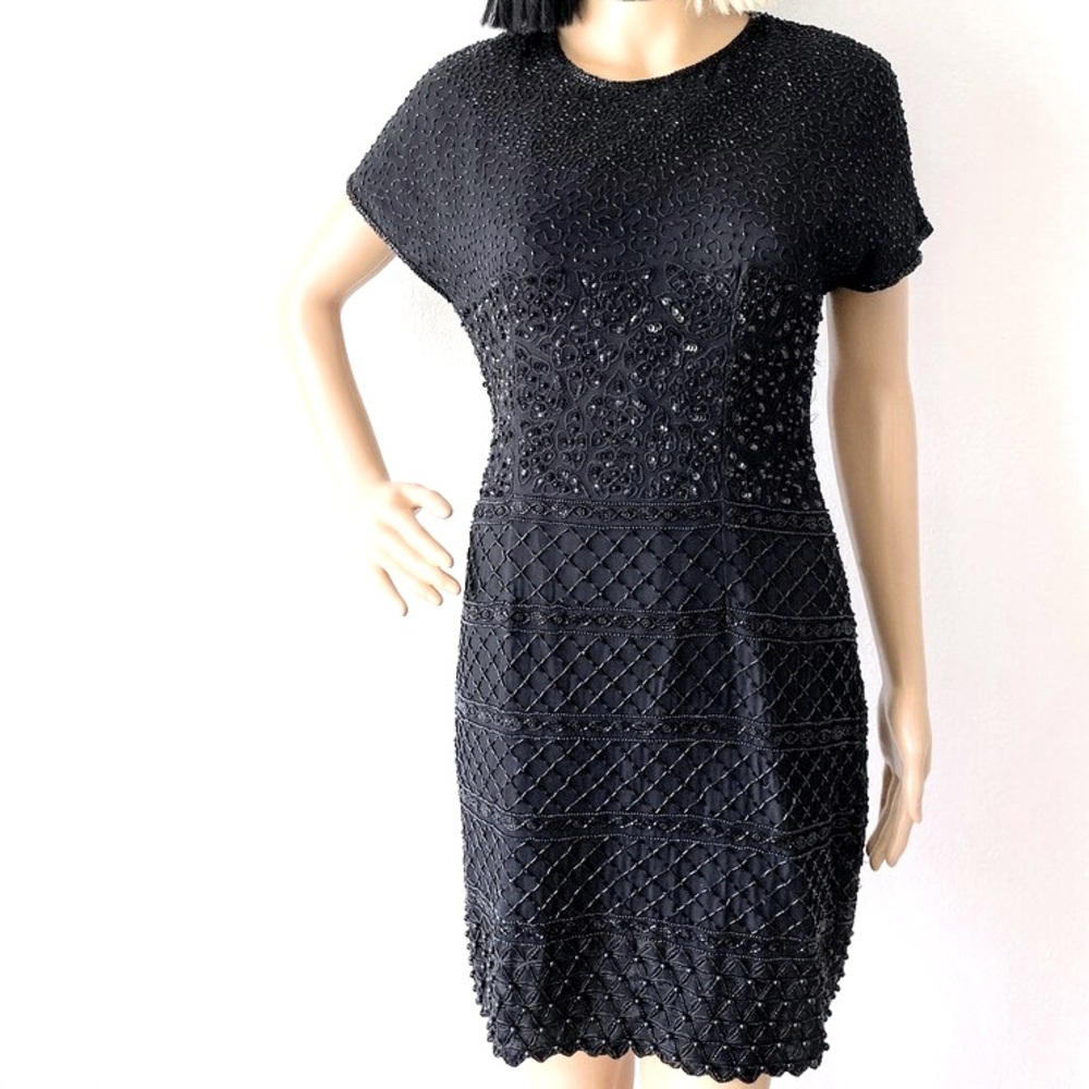 Jonathan Tait Vintage Black hand beaded dress | Size 12
